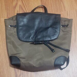 Vince Camuto women's Olive Green nylon &  Black leather 2 in 1 backpack